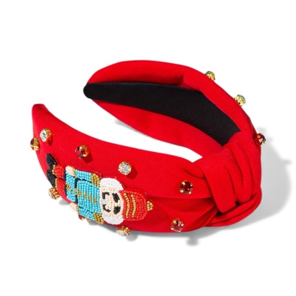 Red Knotted Beaded Nutcracker Christmas Headband - Picture 3 of 5